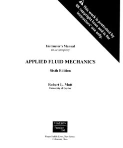 Instructor s Manual Solutionary Applied Fluid Mechanics 6th Edition by Robert L Mott ISBN 0131723553 9780131723559